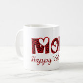 Mama Happy Valentine Niedliche Kupiden Typografie Kaffeetasse (Vorderseite Links)