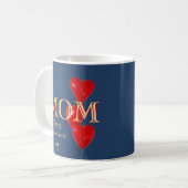 Mama Happy Valentine's Day Hearts Blue Red Kaffeetasse (Vorderseite Links)
