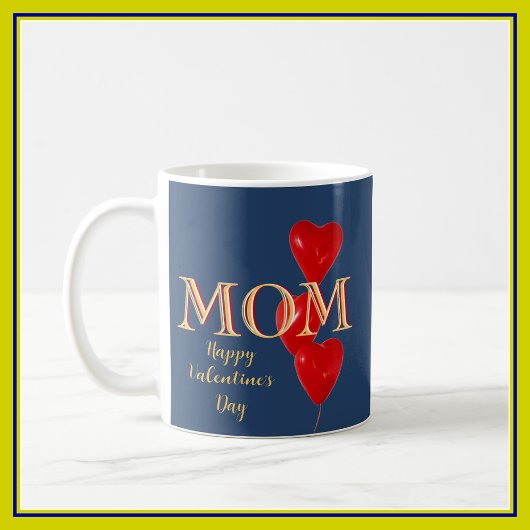 Mama Happy Valentine's Day Hearts Blue Red Kaffeetasse