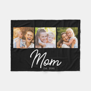 Mama hat 3 Foto Schrift Schwarz gegründet Fleecedecke