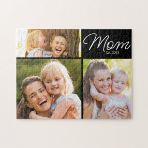 Mama hat 3 Fotos Schrift Schwarz Puzzle