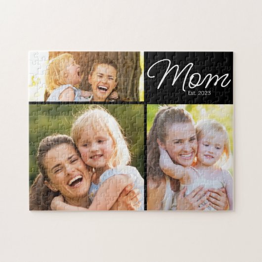 Mama hat 3 Fotos Schrift Schwarz Puzzle (Horizontal)