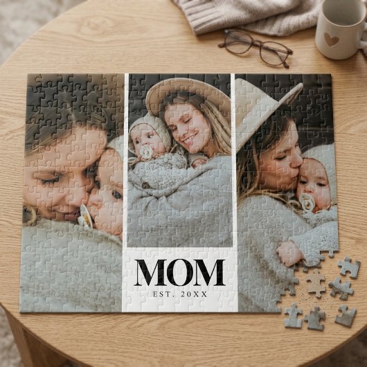 Mama hat Black Typography 3 Foto eingerichtet Puzzle
