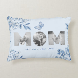 Mama hat Blue Toile Botanical 3 Foto-Geschenk eing Dekokissen