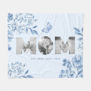 Mama hat Blue Toile Botanical 3 Foto-Geschenk eing Fleecedecke