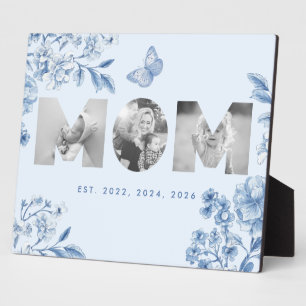 Mama hat Blue Toile Botanical 3 Foto-Geschenk eing Fotoplatte