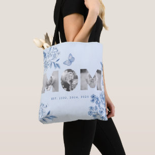 Mama hat Blue Toile Botanical 3 Foto-Geschenk eing Tasche