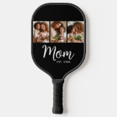 Mama hat das Datum-Skript auf dem schwarzen 3-Foto Pickleball Schläger (Rückseite)