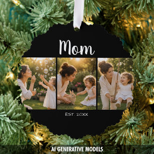 Mama hat ein Foto-Weihnachtsandenken eingerichtet Ornament Karte