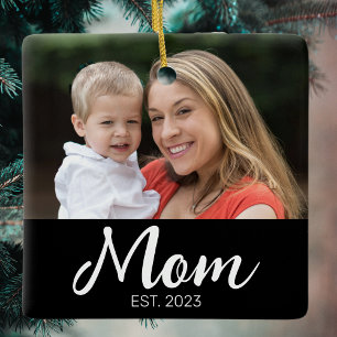 Mama hat ein Schwarz-Weiß-Schriftfoto erstellt Keramikornament