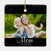 Mama hat ein Schwarz-Weiß-Script-Foto eingerichtet Keramikornament (Rückseite)