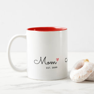 Mama hat ein süßes Skript-Rot-Herz etabliert Zweifarbige Tasse