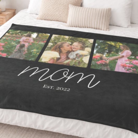 Mama hat Elegant Script Black 3 Foto erstellt Fleecedecke