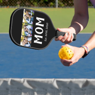 Mama hat elegantes Schrift-Script Schwarz 3 Foto Pickleball Schläger