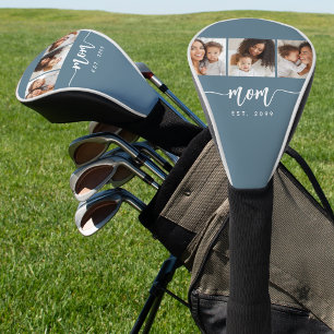 Mama hat elegantes Skript Blau Weiß 3 Foto eingeri Golf Headcover