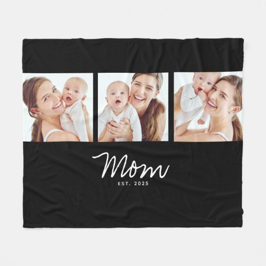 Mama hat elegantes Skript Schwarz 3 Foto Fleecedecke (Vorderseite (Horizontal))