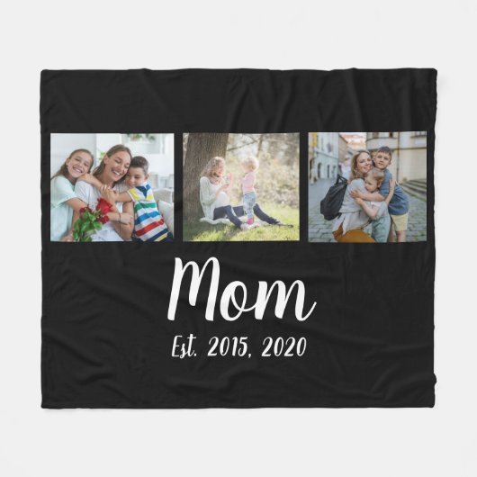 Mama hat elegantes Skript Schwarz 3 Foto Fleecedecke (Vorderseite (Horizontal))