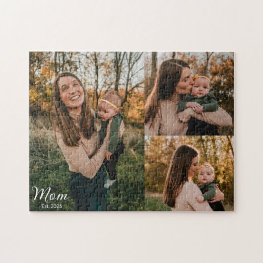 Mama hat elegantes Skript Schwarz 3 Foto Puzzle (Horizontal)