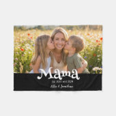Mama hat Foto Kids Name Spaß Text eingerichtet Fleecedecke (Vorderseite (Horizontal))