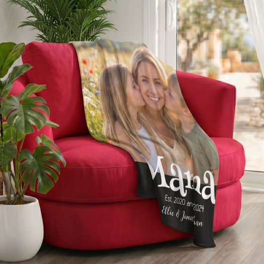 Mama hat Foto Kids Name Spaß Text eingerichtet Fleecedecke