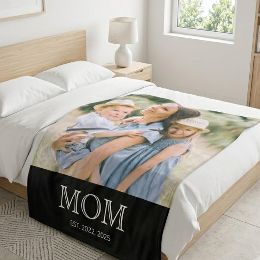 Mama hat Foto Schwarz eingerichtet Fleecedecke