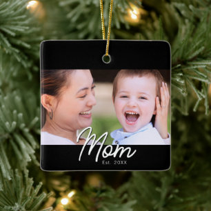 Mama hat Foto Schwarz Schrift Minimal Elegant Keramikornament
