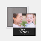 Mama hat Foto Schwarz Skript Minimal Elegant Magnet (Vorderseite/Rückseite)