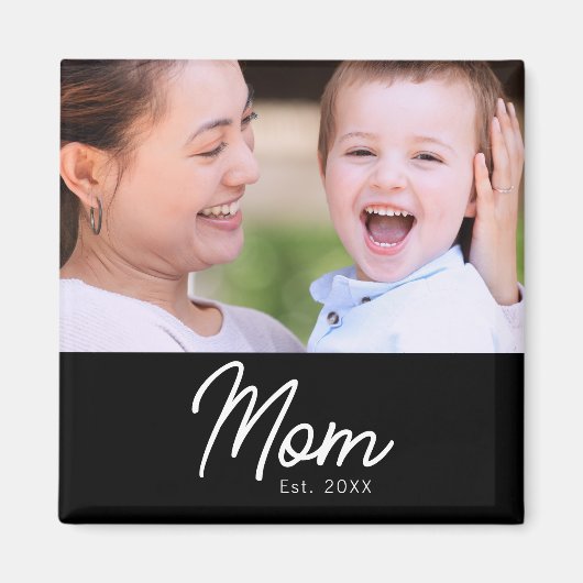 Mama hat Foto Schwarz Skript Minimal Elegant Magnet (Vorne)
