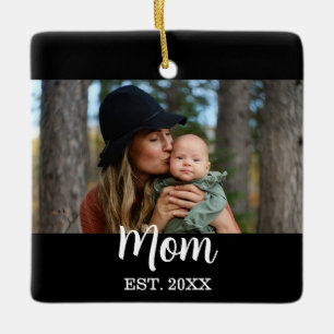 Mama hat Foto zum Muttertag Schwarz Keramikornament