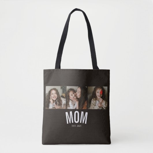 Mama hat minimal schwarzes 3-Foto eingerichtet Tasche (Vorderseite)