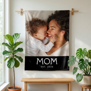 Mama hat moderne schwarze Typografie-Foto eingeric Fleecedecke