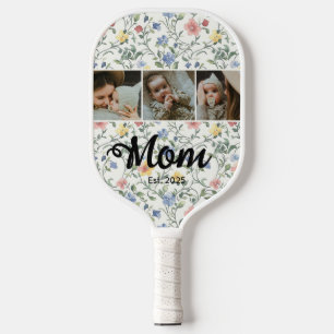 Mama hat modernes fettes Skript Blumen 3 Foto eing Pickleball Schläger