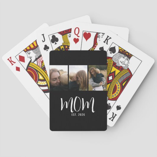 Mama hat modernes fettes Skript Schwarz 3 Foto P Spielkarten (Rückseite)