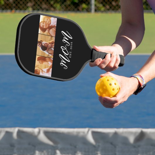 Mama hat modernes fettes Skript Schwarz 3 Foto Pickleball Schläger (InSitu)