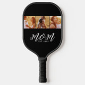 Mama hat modernes fettes Skript Schwarz 3 Foto Pickleball Schläger (Vorderseite)