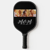 Mama hat modernes fettes Skript Schwarz 3 Foto Pickleball Schläger (Rückseite)