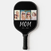 Mama hat modernes fettes Skript Schwarz 3 Foto Pickleball Schläger (Rückseite)