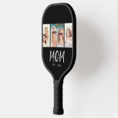 Mama hat modernes fettes Skript Schwarz 3 Foto Pickleball Schläger (Links)