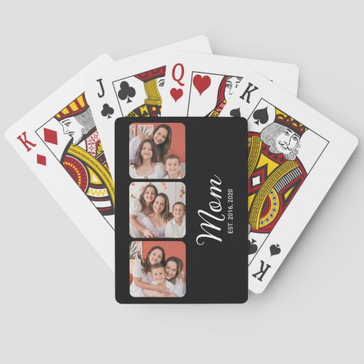 Mama hat modernes fettes Skript Schwarz 3 Foto Spielkarten (Rückseite)
