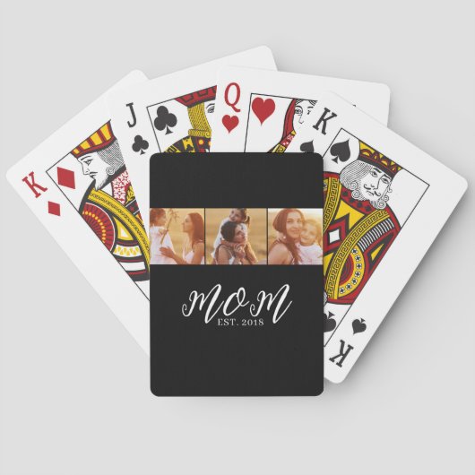 Mama hat modernes fettes Skript Schwarz 3 Foto Spielkarten (Rückseite)