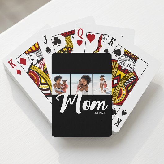 Mama hat modernes fettes Skript Schwarz 3 Foto Spielkarten