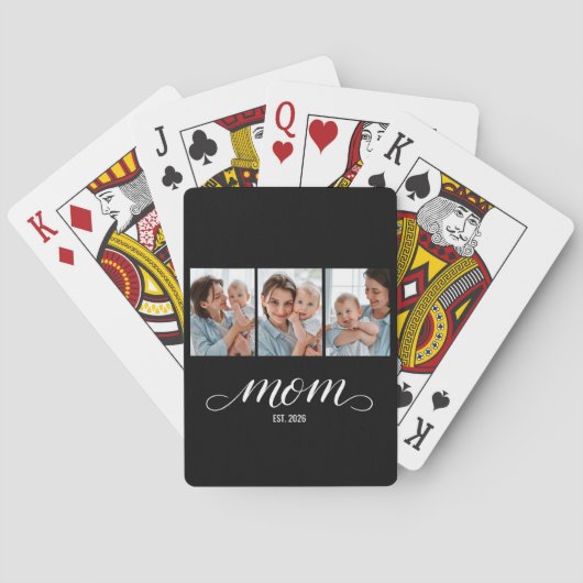 Mama hat modernes fettes Skript Schwarz 3 Foto Spielkarten (Rückseite)