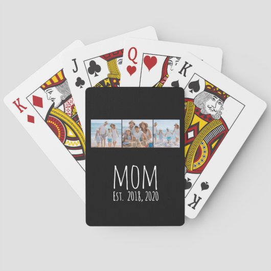 Mama hat modernes fettes Skript Schwarz 3 Foto Spielkarten (Rückseite)