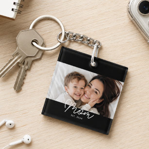 Mama hat modernes Schriftfoto eingerichtet Schlüsselanhänger