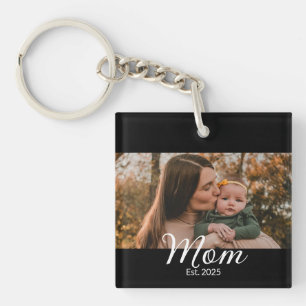Mama hat modernes Schriftfoto eingerichtet Schlüsselanhänger