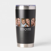 Mama hat modernes Schwarz 3 Foto eingerichtet Thermobecher (Vorderseite)