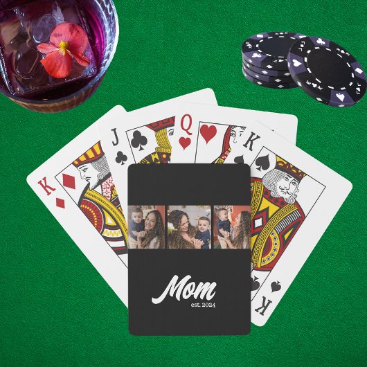 Mama hat modernes schwarzes Foto eingerichtet Spielkarten