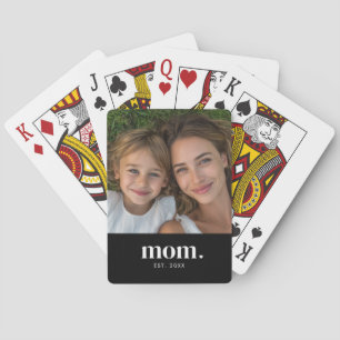Mama hat modernes schwarzes Foto eingerichtet Spielkarten