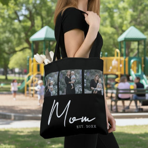 Mama hat modernes schwarzes Schriftzug-Foto-Tasche Tasche