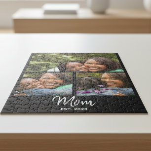 Mama hat modernes schwarzes Skript 3 Foto Puzzle
